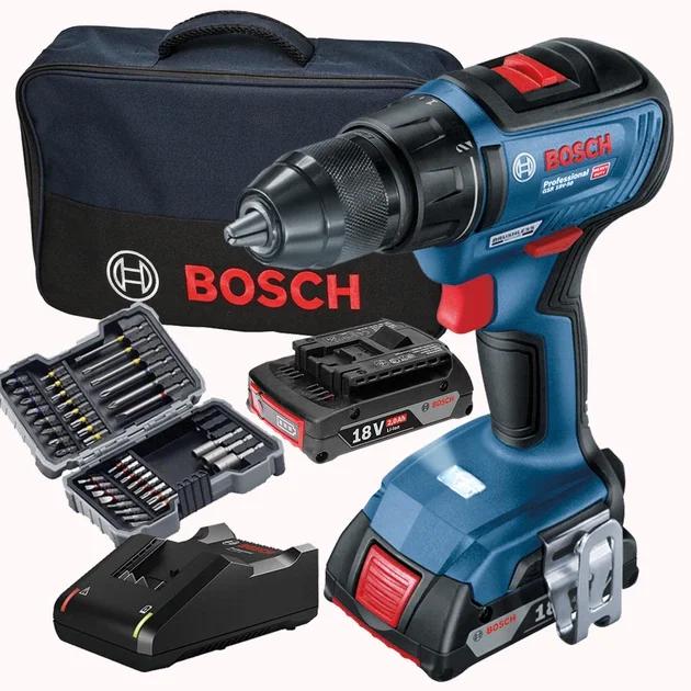 Шуруповерт акум. 18В GSR 18V-50 2*2Ah+набір біт BOSCH